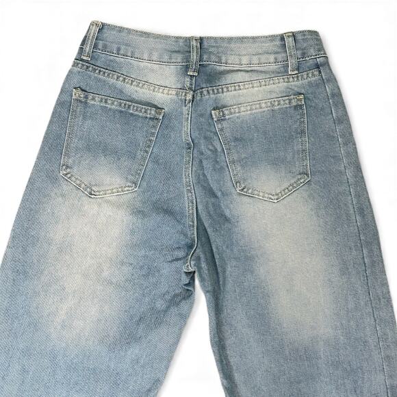 Wide Leg Raw Hem Vintage Light Wash Jeans – Size S - Picture 8 of 13